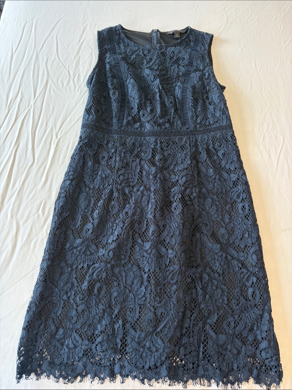 Sleeveless Navy Lace A-Line Dress - women’s petite